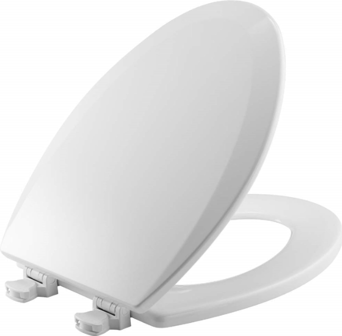 Wood Elongated Toilet Seat with Easy Clean Lift-Off Hinges
