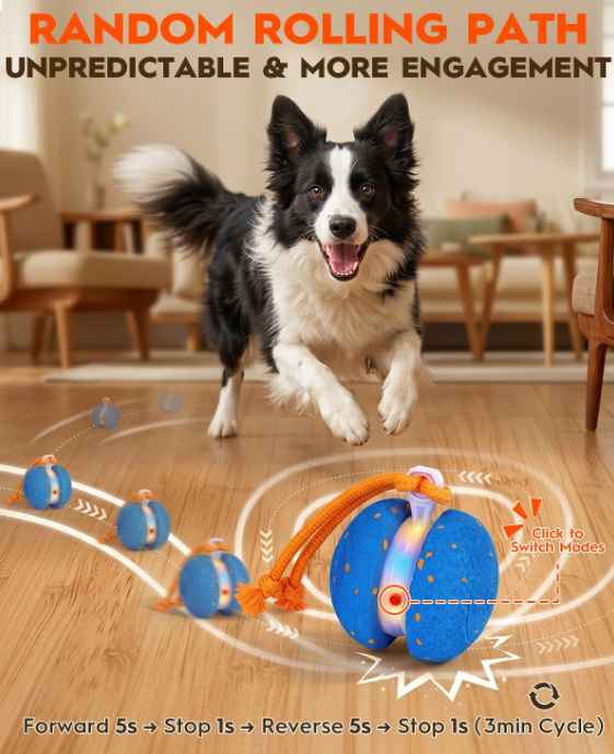 Interactive Rolling Dog Ball Toy with Motion Activation