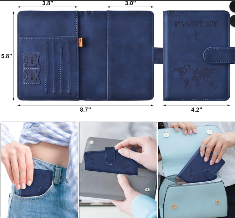 Travel Passport Holder Wallet with Card Slots & Secure Magnetic Closure