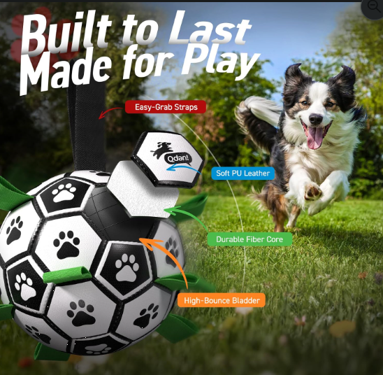 Interactive Dog Soccer Ball Toy with Straps