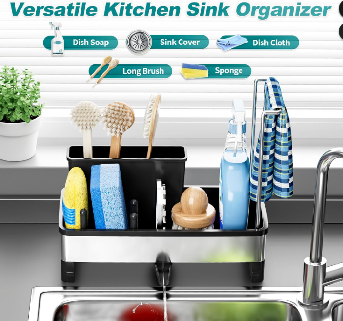 Stainless Steel Sink Caddy, Sponge Holder for Kitchen