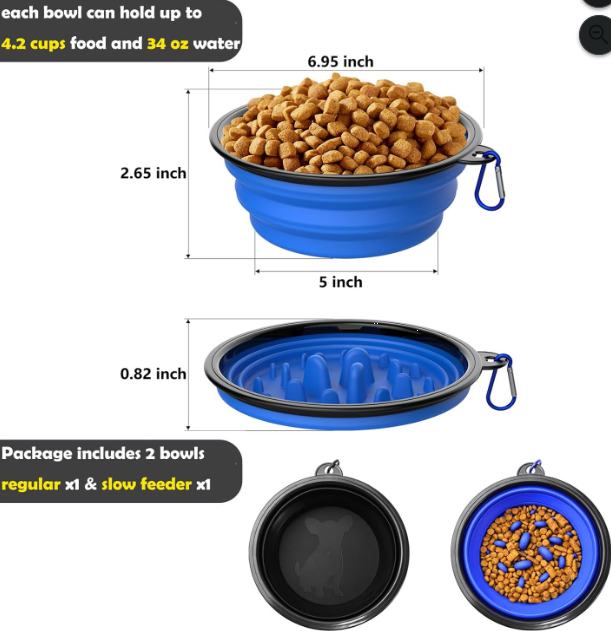 Collapsible Slow Feeder Travel Dog Bowl