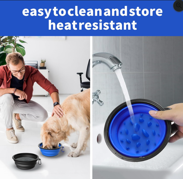 Collapsible Slow Feeder Travel Dog Bowl