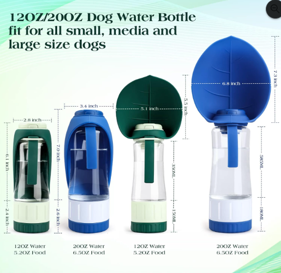 Portable Dog Water Bottle with Food Container