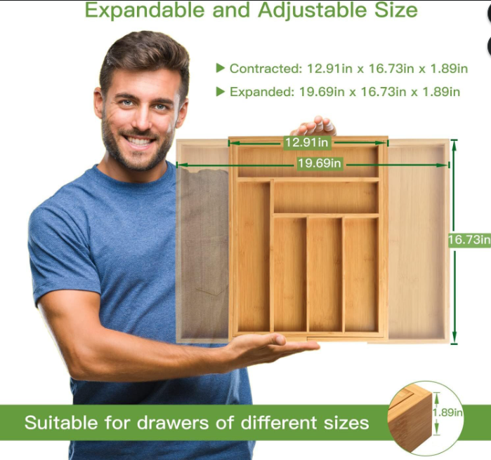 Expandable Bamboo Drawer Organizer