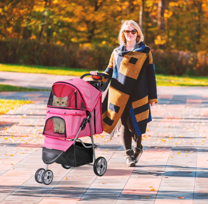 Foldable Pet Stroller for Cats & Dogs