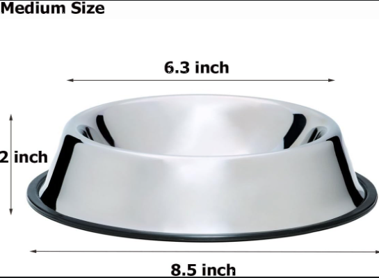 Stainless Steel Dog Bowl with Non-Slip Rubber Base