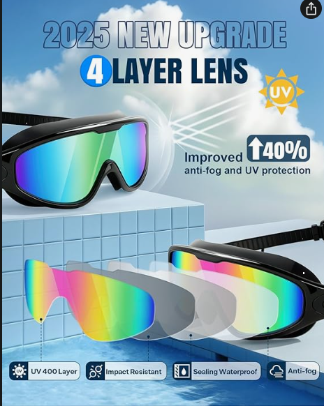 Anti-Fog Swimming Goggles 2-Pack for Adults & Kids