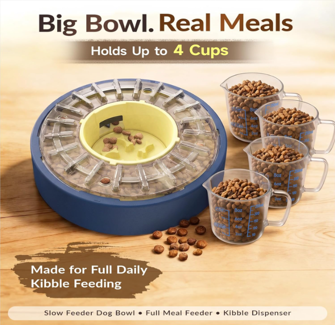 Interactive Slow Feeder Puzzle Bowl for Dogs – Adjustable Treat Dispensing Toy
