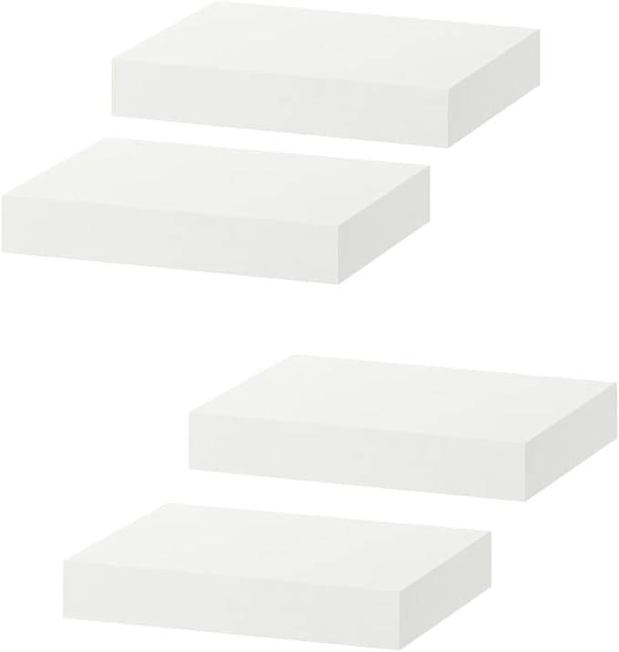 White Floating Shelves for Wall Set of 4, 11" White Shelves for Home Decor, Frame Display Wall Mounted Floating Shelf for Living Room, Bedroom, Bathroom, Kitchen