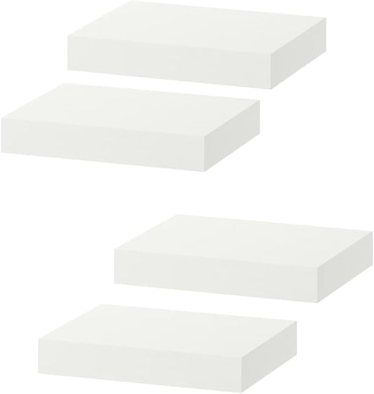 White Floating Shelves for Wall Set of 4, 11" White Shelves for Home Decor, Frame Display Wall Mounted Floating Shelf for Living Room, Bedroom, Bathroom, Kitchen