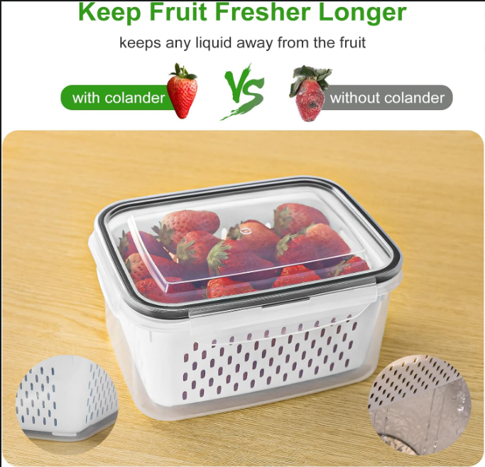 Produce Storage Container Set with Drain Basket