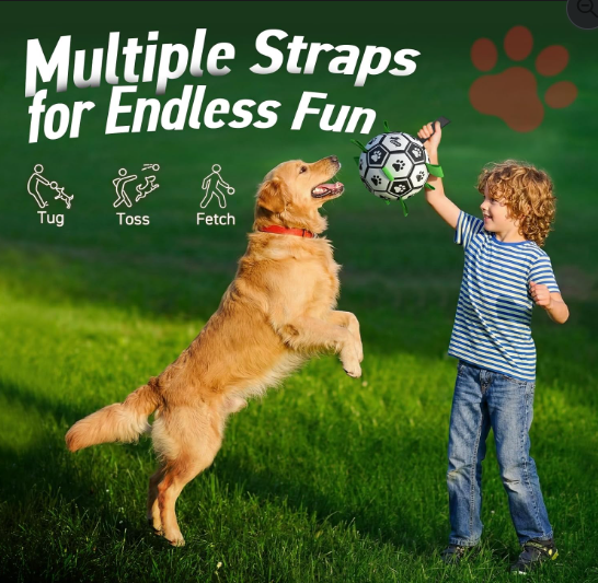 Interactive Dog Soccer Ball Toy with Straps