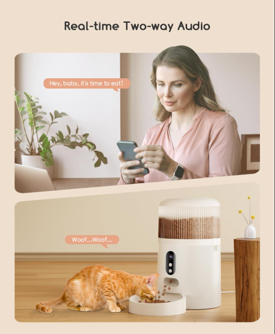 Smart WiFi Automatic Pet Feeder with Camera – 4L