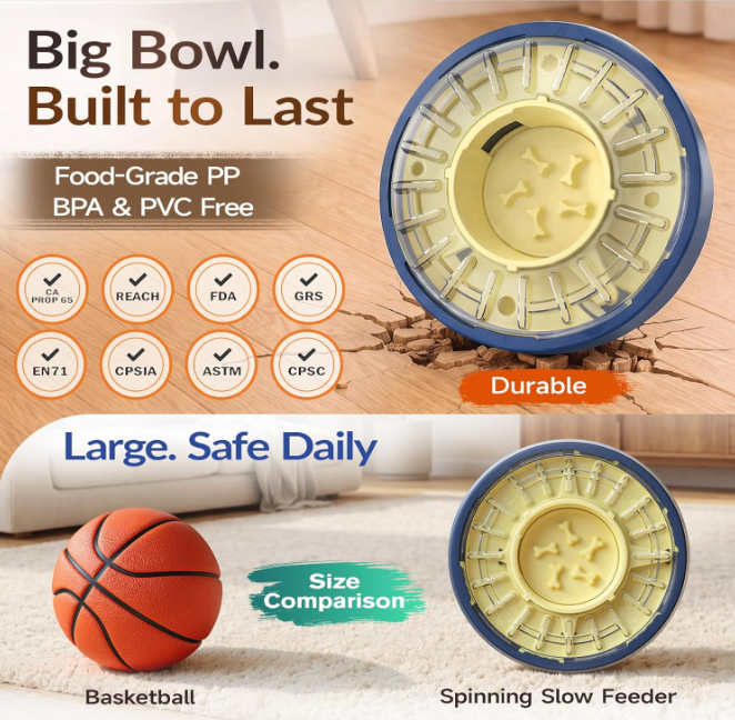 Interactive Slow Feeder Puzzle Bowl for Dogs – Adjustable Treat Dispensing Toy