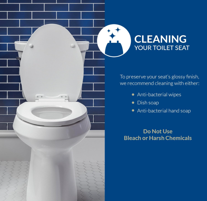 Wood Elongated Toilet Seat with Easy Clean Lift-Off Hinges