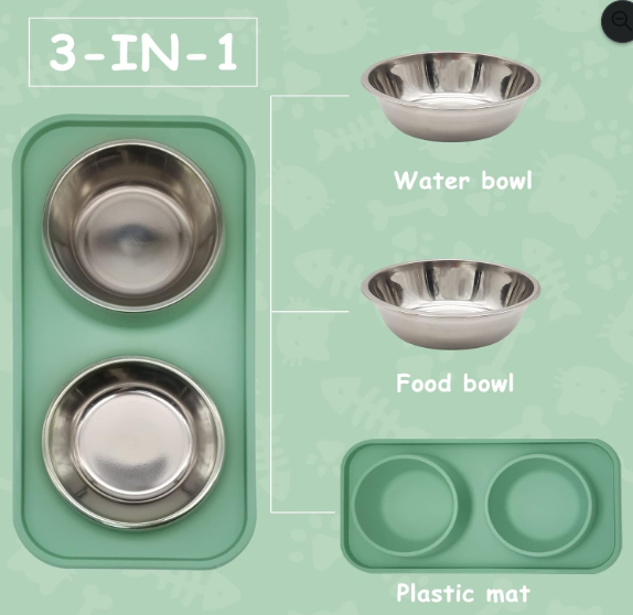 Stainless Steel Double Pet Bowl Set