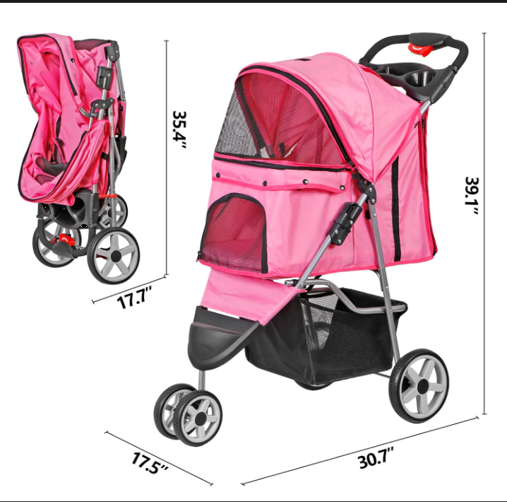 Foldable Pet Stroller for Cats & Dogs