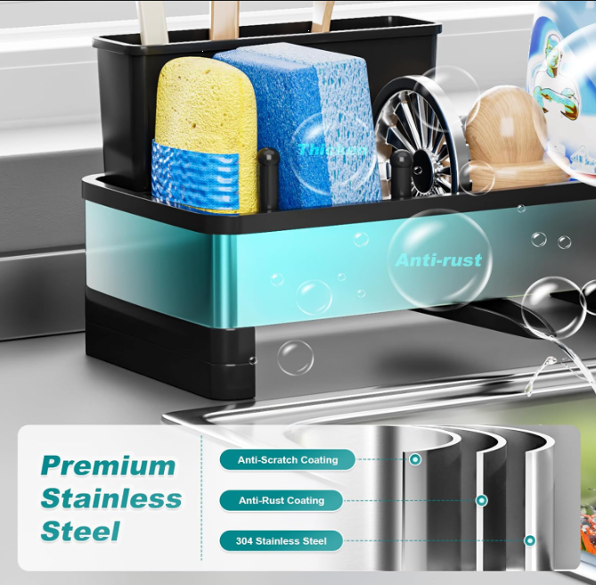 Stainless Steel Sink Caddy, Sponge Holder for Kitchen
