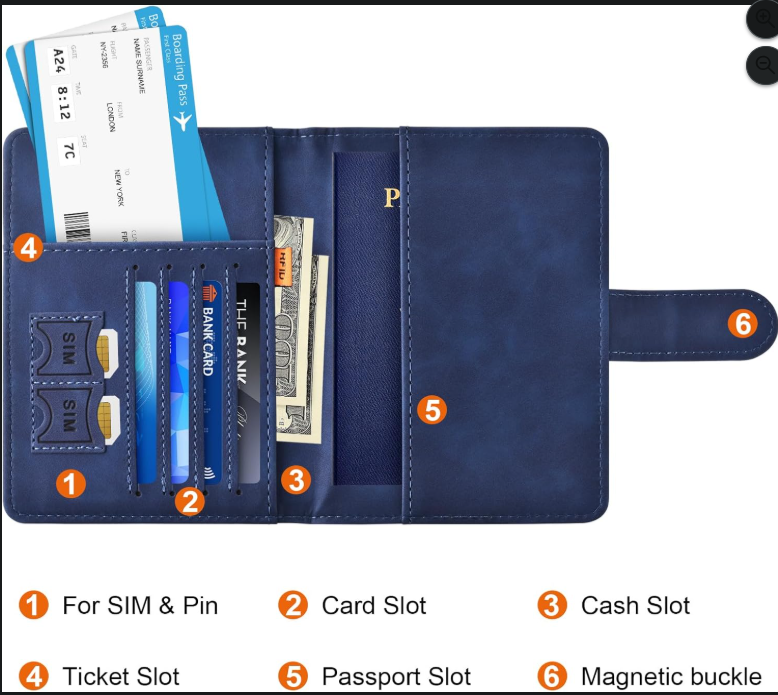 Travel Passport Holder Wallet with Card Slots & Secure Magnetic Closure