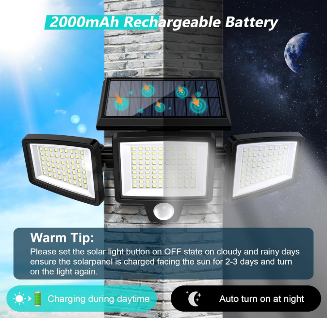 Solar Motion Sensor Outdoor Security Lights (2-Pack)