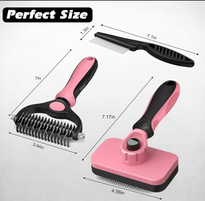 3PCS Self Cleaning Pet Grooming Brush Set