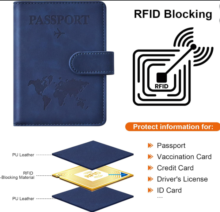 Travel Passport Holder Wallet with Card Slots & Secure Magnetic Closure