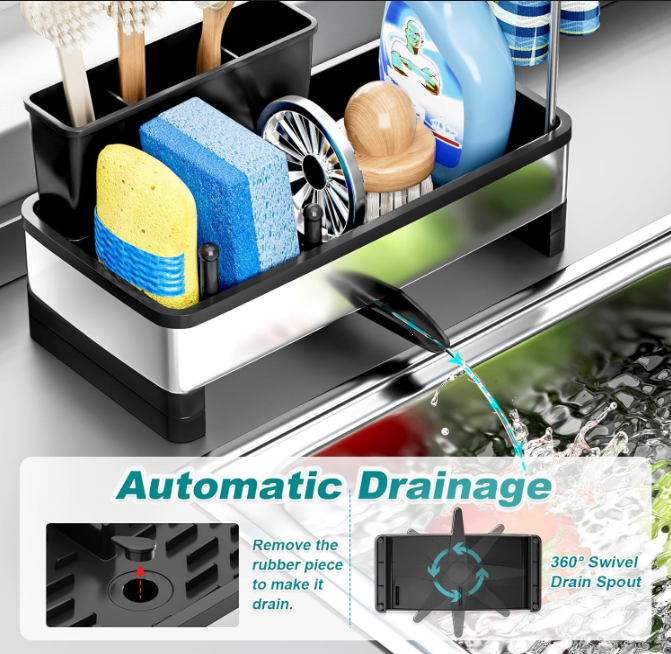 Stainless Steel Sink Caddy, Sponge Holder for Kitchen