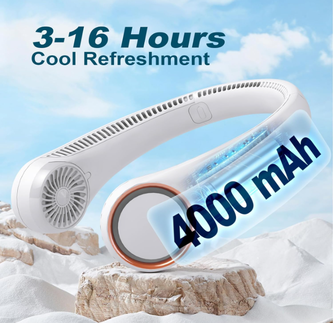 Portable Neck Fan Rechargeable Hands-Free Cooling Fan for Travel & Outdoor Use