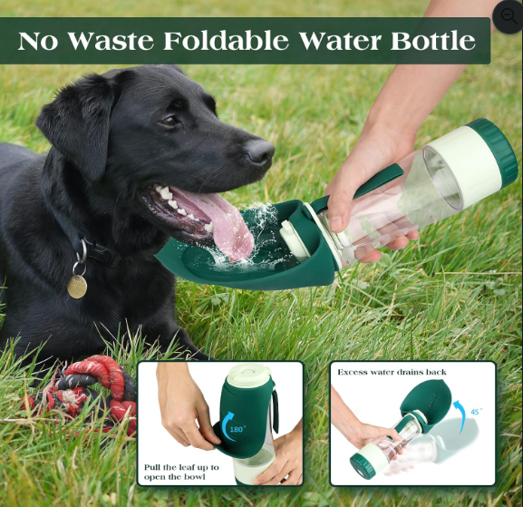 Portable Dog Water Bottle with Food Container