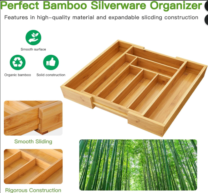 Expandable Bamboo Drawer Organizer