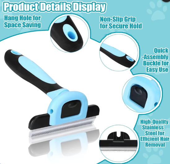 Pet Deshedding Brush for Dogs & Cats