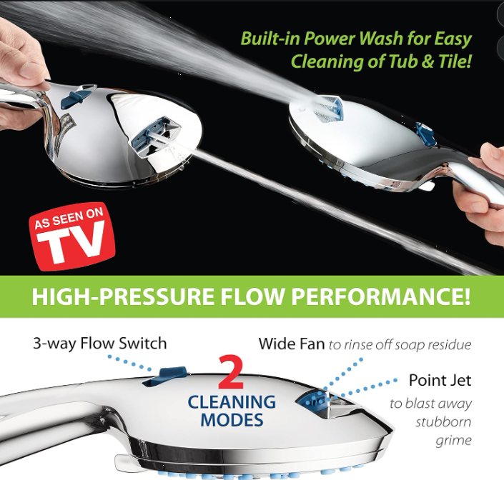 High Pressure 8-Mode Handheld Shower Head with Stainless Steel Hose