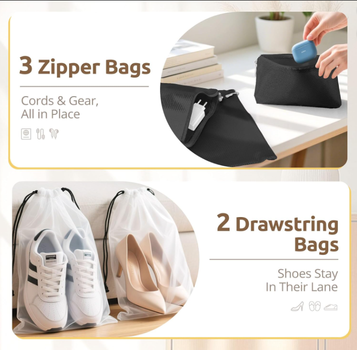 22PCS Travel Packing Cubes Set for Suitcase Organization & Travel Storage