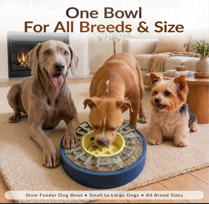 Interactive Slow Feeder Puzzle Bowl for Dogs – Adjustable Treat Dispensing Toy