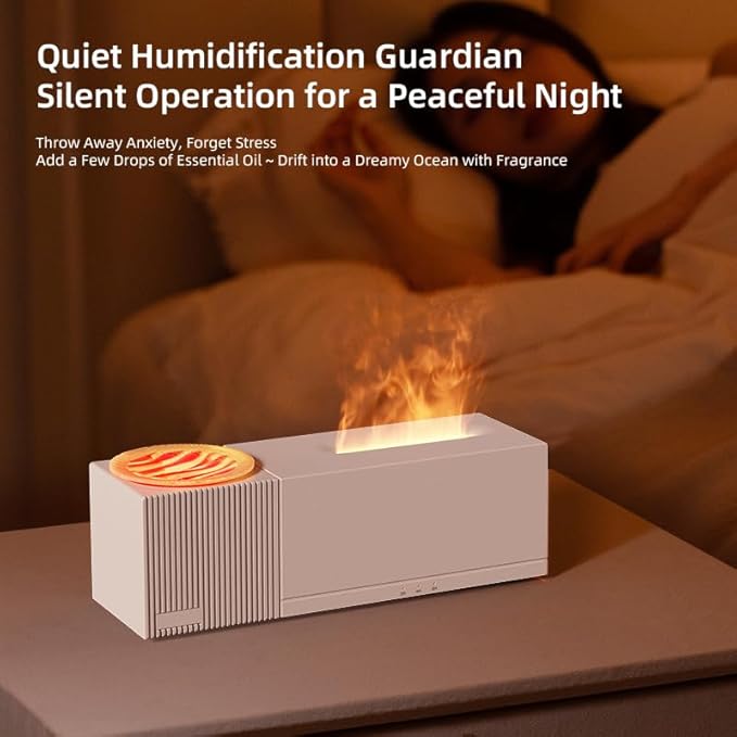 Essential Oil Diffuser, Ripple Projection Vibe Flame Oil Diffuser - Aromatherapy Aroma Humidifier, Upgrade 7 Flame Colors Noiseless 150ml Remote - Perfect for Bedroom Home Office (Ripple White)