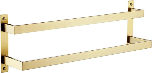 KOKOSIRI Bath Towel Bars 20-Inch Bathroom 2-Tiers Ladder Brushed Gold Towel Rails Towel Holders Wall Mounted Towels Shelves Rack Stainless Steel, B5008BG-L20