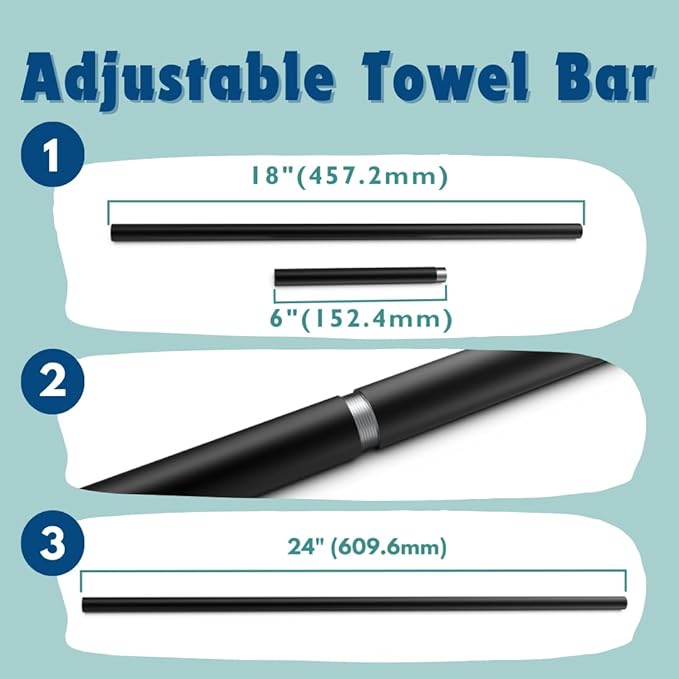 LAKETON Collection, 5-Piece Bathroom Hardware Accessories Set, Towel Ring, Adjustable Expandable Towel Bar, Two Towel and Robe Hook, Toilet Paper Holder, Wall Mounted, Plated Chrome