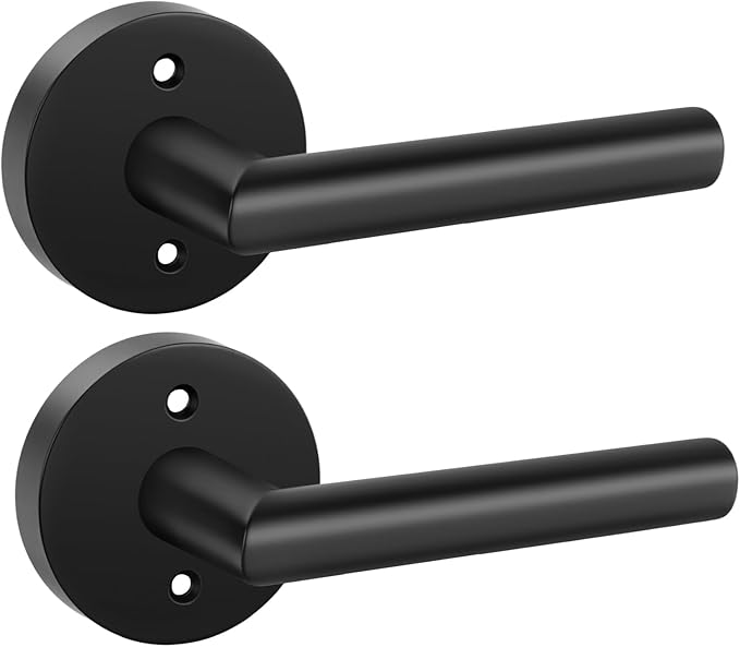 Goldenwarm Black Door Handles Dummy, Matte Black Door Handle Zinc Alloy, No-Turning Dummy Door Levers for Closet Hallway(2 Pieces/1 Pack)