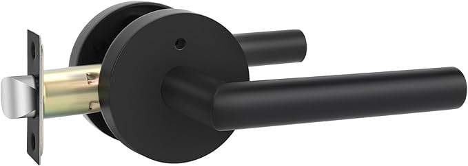 Goldenwarm Black Door Handles Interior, Privacy Matte Black Interior Door Handles, Heavy Duty Zinc Alloy Black Door Lever for Bedroom and Bathroom (1 Pack)