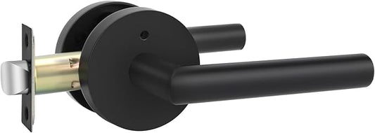 Goldenwarm Black Door Handles Interior, Privacy Matte Black Interior Door Handles, Heavy Duty Zinc Alloy Black Door Lever for Bedroom and Bathroom (1 Pack)