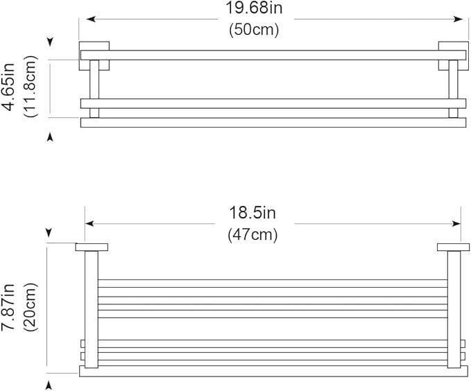 Towel Rack for Bathroom 20 Inch Wall Mounted Towel Rack Brushed Nickel Towel Shelf with Double Towel Bar SUS304 Stainless Steel Towel Holder for Bathroom Wall Hotel Towel Rail