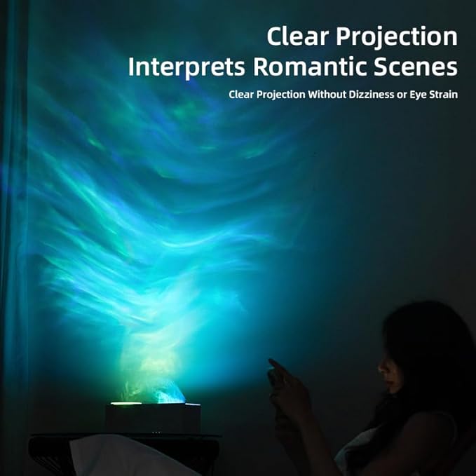 Essential Oil Diffuser, Ripple Projection Vibe Flame Oil Diffuser - Aromatherapy Aroma Humidifier, Upgrade 7 Flame Colors Noiseless 150ml Remote - Perfect for Bedroom Home Office (Ripple White)