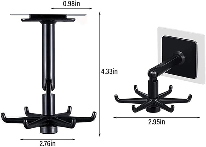 Rotating Kitchen Utensil Hook – Wall Mounted 6 Hook Organizer