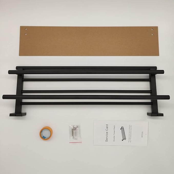 Towel Rack for Bathroom 24 Inch Wall Mounted Towel Rack Matte Black Towel Shelf with Double Towel Bar SUS304 Stainless Steel Towel Holder for Bathroom Wall Hotel Towel Rail
