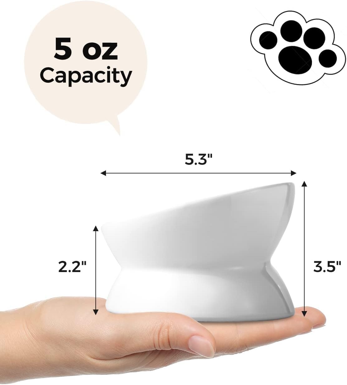 Ceramic Tilted Elevated Pet Bowl – Ergonomic & Easy Feeding Design