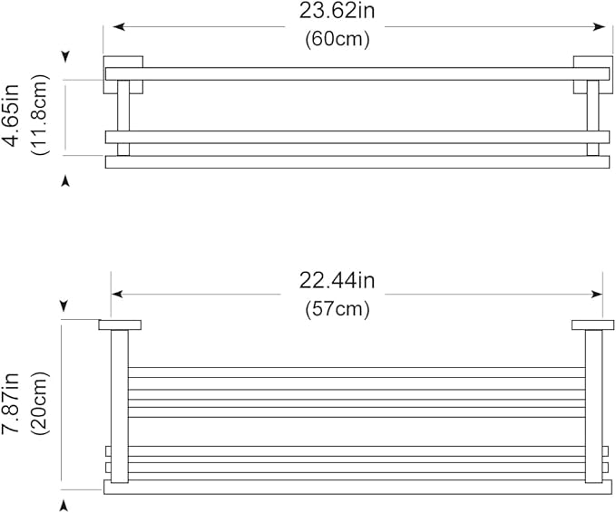 Bathroom Towel Rack 24 Inch Tower Holder with Double Towel Bar Brushed Nickel Towel Rack Wall Mounted SUS304 Stainless Steel Hotel Towel Shelf Modern Towel Hanger