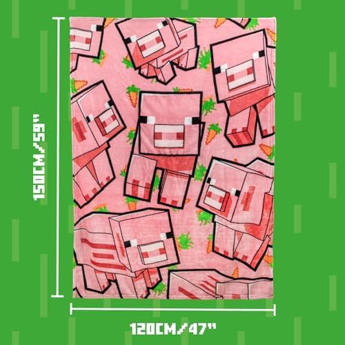 Paladone Minecraft Pig 2-in-1 Cushion Blanket - Officially Licensed Microsoft Travel Blanket, Foldable Soft Fluffy Throw, Gamer Living Room or Bedroom Decor 120cm x 150cm