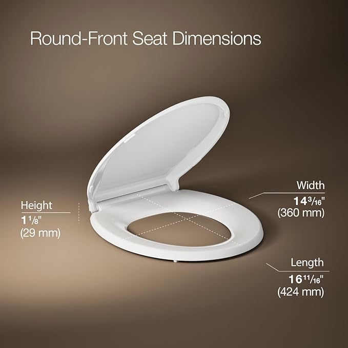 KOHLER K-35585 Cachet Recycled Plastic, Readylatch, Quiet-Close, Soft Close Round Toilet Seat