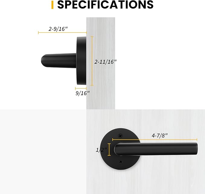 Goldenwarm Black Door Handles Dummy, Matte Black Door Handle Zinc Alloy, No-Turning Dummy Door Levers for Closet Hallway(2 Pieces/1 Pack)